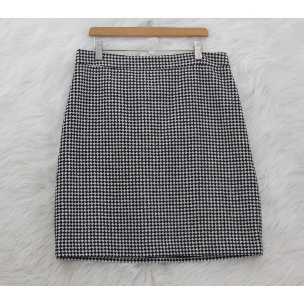 Talbots Petite Womens Black White Houndstooth Check Lined Skirt 8P Classic Old $ - Picture 2 of 12